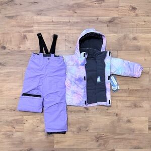 ICEBURG 2 Piece Girls purple & Tie-dye Snowsuit, Size kids XS 4/5